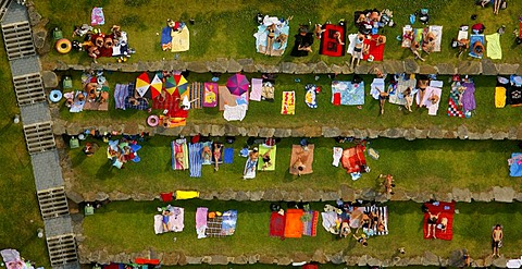 Aerial photo, sunbathing area, Annenbad public pool, Huellberg, Witten, Ruhrgebiet area, North Rhine-Westphalia, Germany, Europe