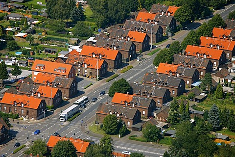 Aerial photo, colliery village, Gladbecker Strasse, Eigen, Bottrop, Ruhrgebiet region, North Rhine-Westphalia, Germany, Europe