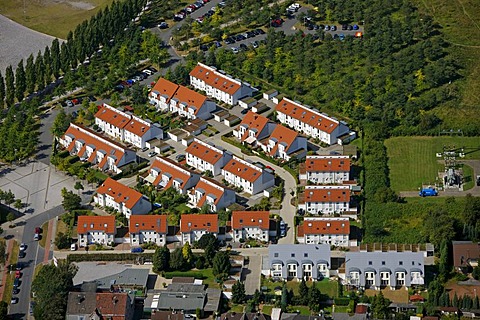 Aerial view, row house settlement, Herne, Ruhrgebiet region, North Rhine-Westphalia, Germany, Europe