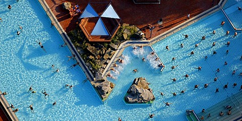 Aerial shot, swimming pool, saltwater pool, Werne, North Rhine-Westphalia, Germany, Europe