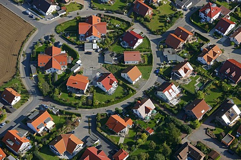 Aerial, settlement of detached houses, Ostbuederich, Werl, North Rhine-Westphalia, Germany, Europe