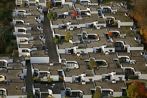 Aerial shot, bungalows, Heidhausen, Essen, Ruhr district, North Rhine-Westphalia, Germany, Europe