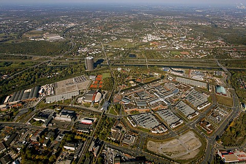 Aerial shot, Neue Mitte district, Oberhausen, North Rhine-Westphalia, Germany, Europe