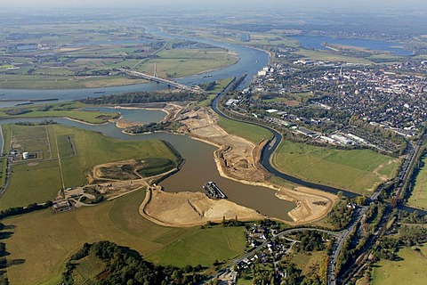 Aerial, Frederichsfeld, Wesel Rhine estuary Lippe, Voerde, North Rhine-Westphalia, Germany, Europe