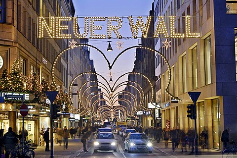 Neuer Wall street with Christmas lights in Hamburg, Germany, Europe