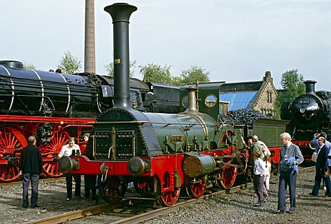 "Die Pfalz" replica from 1925 at the 150th anniversary of DB in 1985, Bochum, North Rhine-Westfalia, Germany, Europe