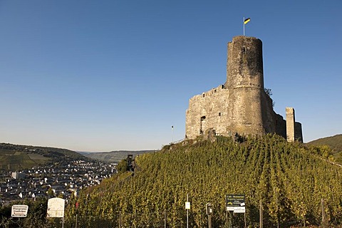 Burg Landshut castle with the Kues district, Bernkastel-Kues, Moselle river, Rhineland-Palatinate, Germany, Europe