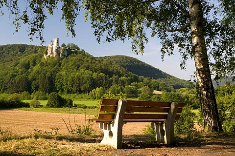 Ruins of Neideck Castle over Wiesenttal, Franconian Switzerland, Franconia, Bavaria, Germany, Europe