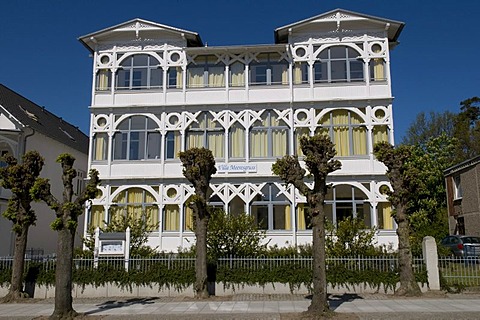 Resort architecture on Wilhelmstrasse, Villa Meeresgruss, Baltic Sea resort town of Sellin, Isle of Ruegen, Mecklenburg-Western Pomerania, Germany, Europe