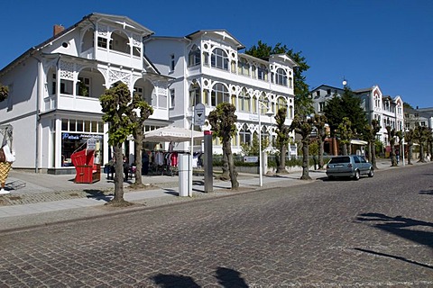 Resort architecture on Wilhelmstrasse, Baltic Sea resort town of Sellin, Isle of Ruegen, Mecklenburg-Western Pomerania, Germany, Europe