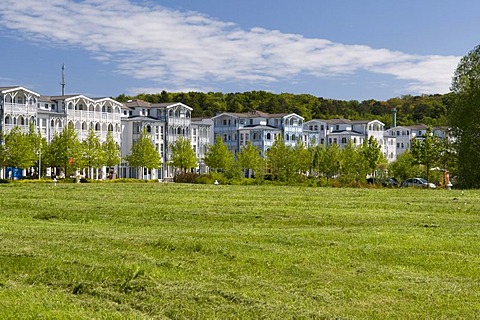 Resort architecture in Seepark, Baltic Sea resort town of Sellin, Isle of Ruegen, Mecklenburg-Western Pomerania, Germany, Europe