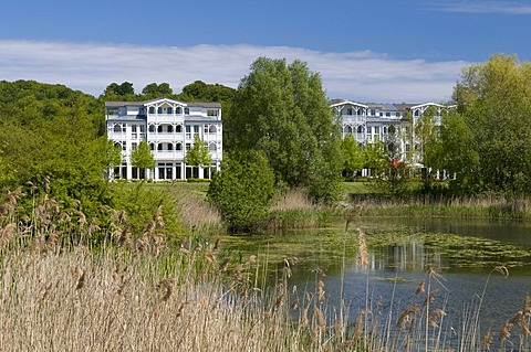 Resort architecture at Seepark, Baltic Sea resort town of Sellin, Isle of Ruegen, Mecklenburg-Western Pomerania, Germany, Europe