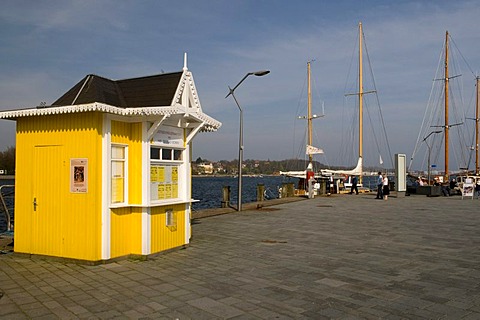 Ticket house on the waterfront, Baltic resort Eckernfoerde, Schleswig-Holstein, Germany, Europe