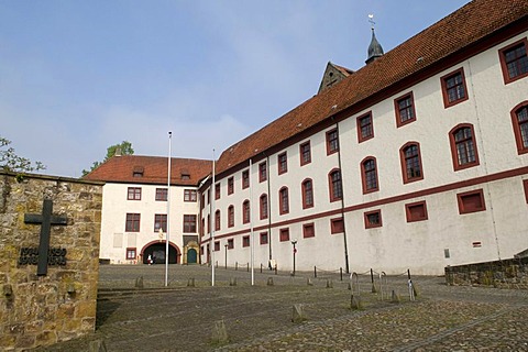 Courtyard of Schloss Iburg castle, Bad Iburg, Osnabruecker Land region, Lower Saxony,