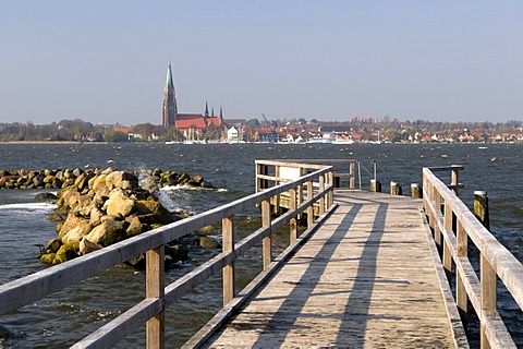 Jetty on the Schlei river, Schleswig, Schleswig-Holstein, Germany, Europe