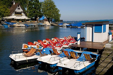 Boat rental and tavern on Lake Constance, Bregenz, Lake Constance, Vorarlberg, Austria, Europe