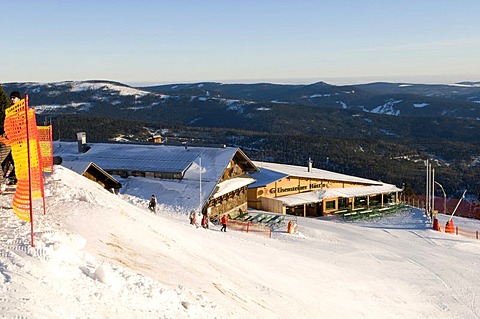 Eisensteiner Huette mountain inn at the Grosser Arber, Bavarian Forest Nature Park, Bavaria, Germany, Europe