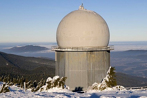 Radar tower on the Grosser Arber, Bavarian Forest Nature Park, Bavaria, Germany, Europe