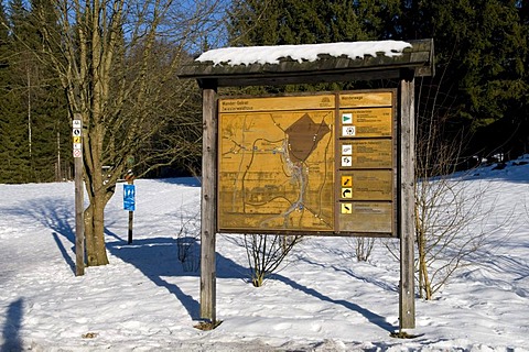 Information board Zwieslerwaldhaus, Bavarian Forest, Bavaria, Germany, Europe