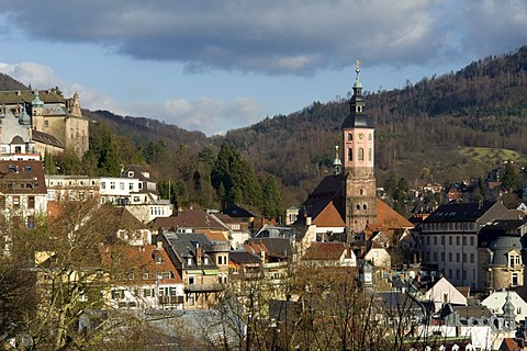 Cityscape with Peter and Paul collegiate church, spa town of Baden-Baden, Black Forest, Baden-Wuerttemberg, Germany, Europe