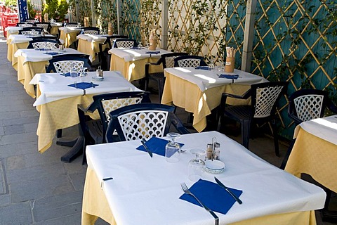 Restaurant on the promenade, Alassio, Italian Riviera, Liguria, Italy, Europe