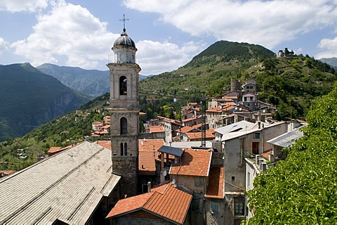 View of the mountain village Triora in the Argentina Valley, Liguria, Italy, Europe