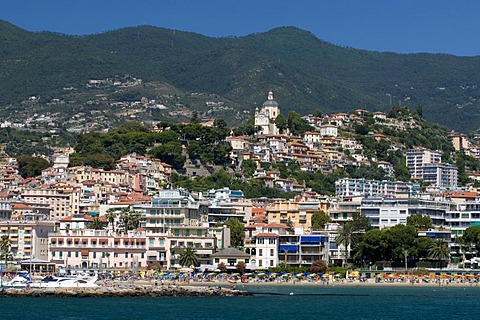 Harbor and view of the old town, San Remo, Riviera, Liguria, Italy, Europe