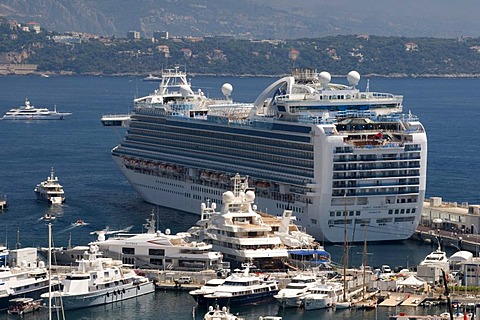 View of the harbor with Ruby Princess cruise ship, Monte Carlo, Cote d'Azur, Monaco, Europe