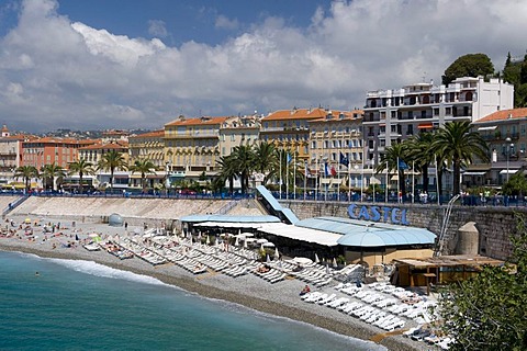 View of Nice and beach, Nice, Cote d'Azur, Provence, France, Europe