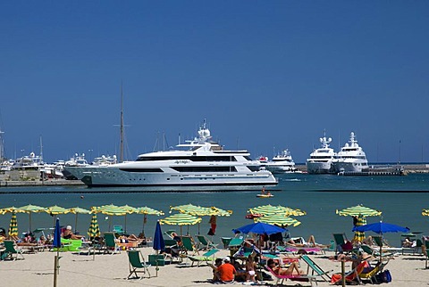 Luxury yacht off the coast, San Remo, Riviera, Liguria, Italy, Europe