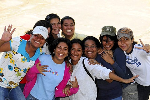 Female students rehearsing for a performance for graduation, Leon, Nicaragua, Central America