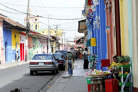 Colourful houses, streets in Granada, Nicaragua, Central America