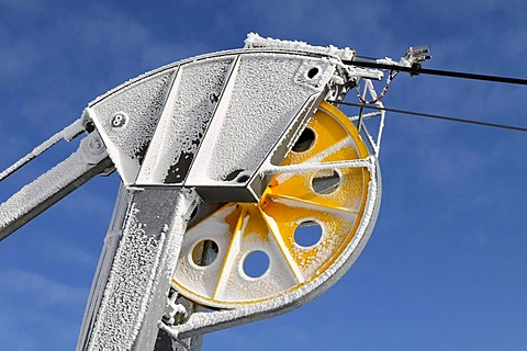 Cable fixing of the Nebelhorn Cable Car at the summit station, Nebelhorn, 2224m, Oberstdorf, Oberallgaeu district, Bavaria, Germany, Europe