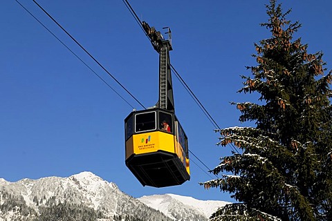 Cabin of Mt Nebelhornbahn, 828 - 2224m, Oberstdorf, Allgaeu, Bavaria, Germany, Europe