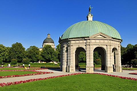 Royal gardens of Hofgarten with pavilion, Munich, Bavaria, Germany, Europe