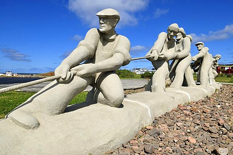 Fishermen Monument at L'Etang du Nord, Ile du Cap aux Meules, Iles de la Madeleine, Magdalen Islands, Quebec Maritime, Canada, North America