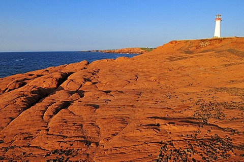 Red cliffs at Cap du Phare, Ile du Cap aux Meules, Iles de la Madeleine, Magdalen Islands, Quebec Maritime, Canada, North America