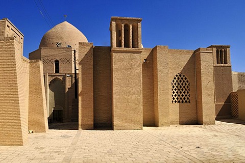 Windtower in the historic mosque complex, historic adobe town of Nain, Isfahan, Esfahan, Iran, Persia, Asia