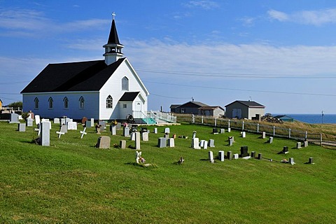 Small Anglikan church of Ile d'Entree, Entry Island, Iles de la Madeleine, Magdalen Islands, Quebec Maritime, Canada, North America