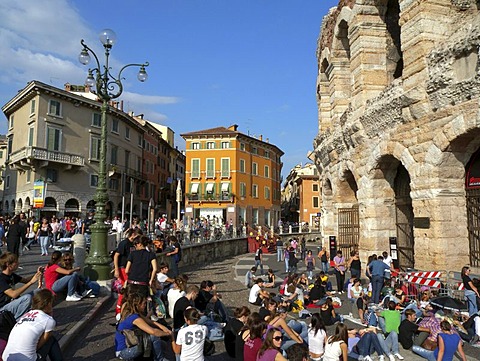 People at the Arena, Verona, Veneto, Italy, Europe