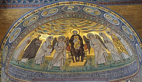 Apse mosaic from the 6th Century, depicting Madonna and Child, Euphrasian Basilica in Porec, Croatia, Europe