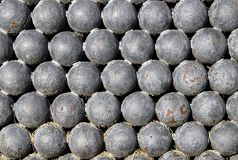 Historic cannon balls, welded together, Fort Christiansvaert, Christiansted, St. Croix island, U.S. Virgin Islands, United States