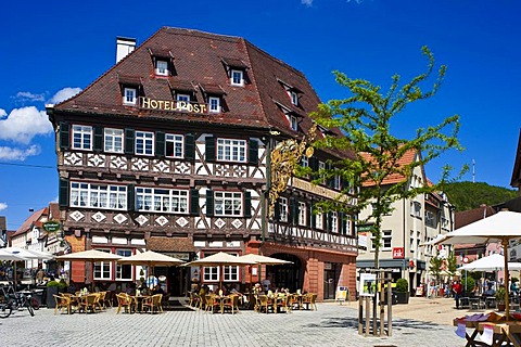 Historic half-timbered Hotel Post, Nagold, Black Forest, Baden-Wuerttemberg, Germany, Europe