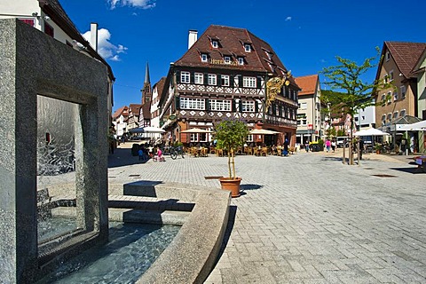 Historic half-timbered Hotel Post, Nagold, Black Forest, Baden-Wuerttemberg, Germany, Europe