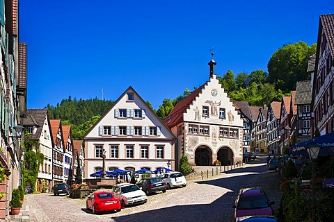 Marketplace with town hall, Schiltach, Black Forest, Baden-Wuerttemberg, Germany, Europe
