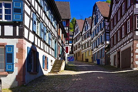 Half-timbered houses in the Staedtle town center, Schiltach, Black Forest, Baden-Wuerttemberg, Germany, Europe