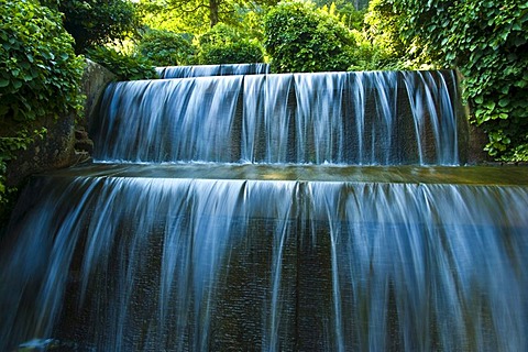 Cascades in the park of the mineral spa, thermal spring, Bad Teinach, Black Forest, Baden-Wuerttemberg, Germany, Europe