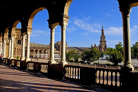 Plaza de Espana in Maria Luisa Park, Seville, Andalusia, Spain, Europe