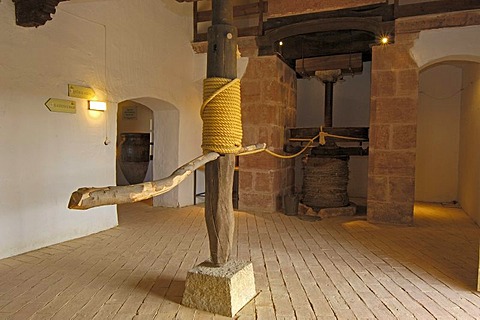 Prensa de Torre, Museo de la cultura del Olivo, museum on the cultural history of the olive tree, Puente del Obispo, Baeza, province of Jaen, Andalusia, Spain, Europe