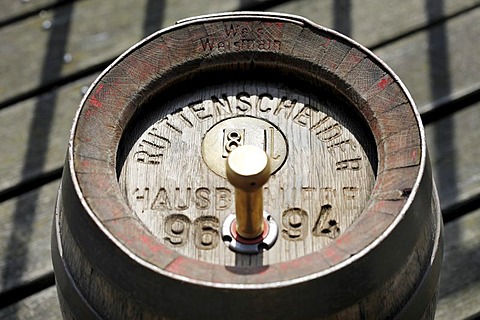 Wood beer keg in a small private brewery